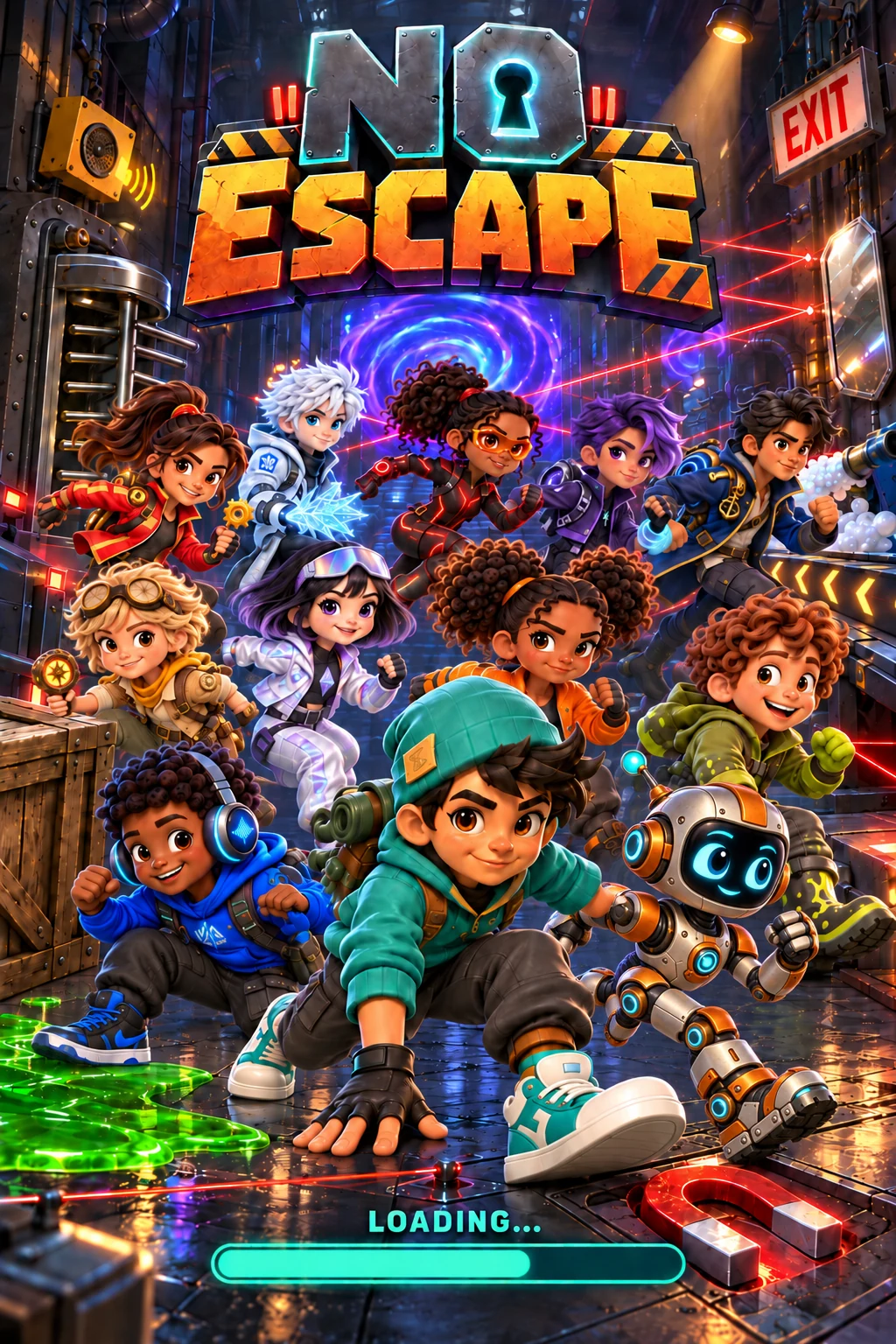No Escape: Dash, Rivet the robot, and the full twelve-member crew in a vault filled with traps.